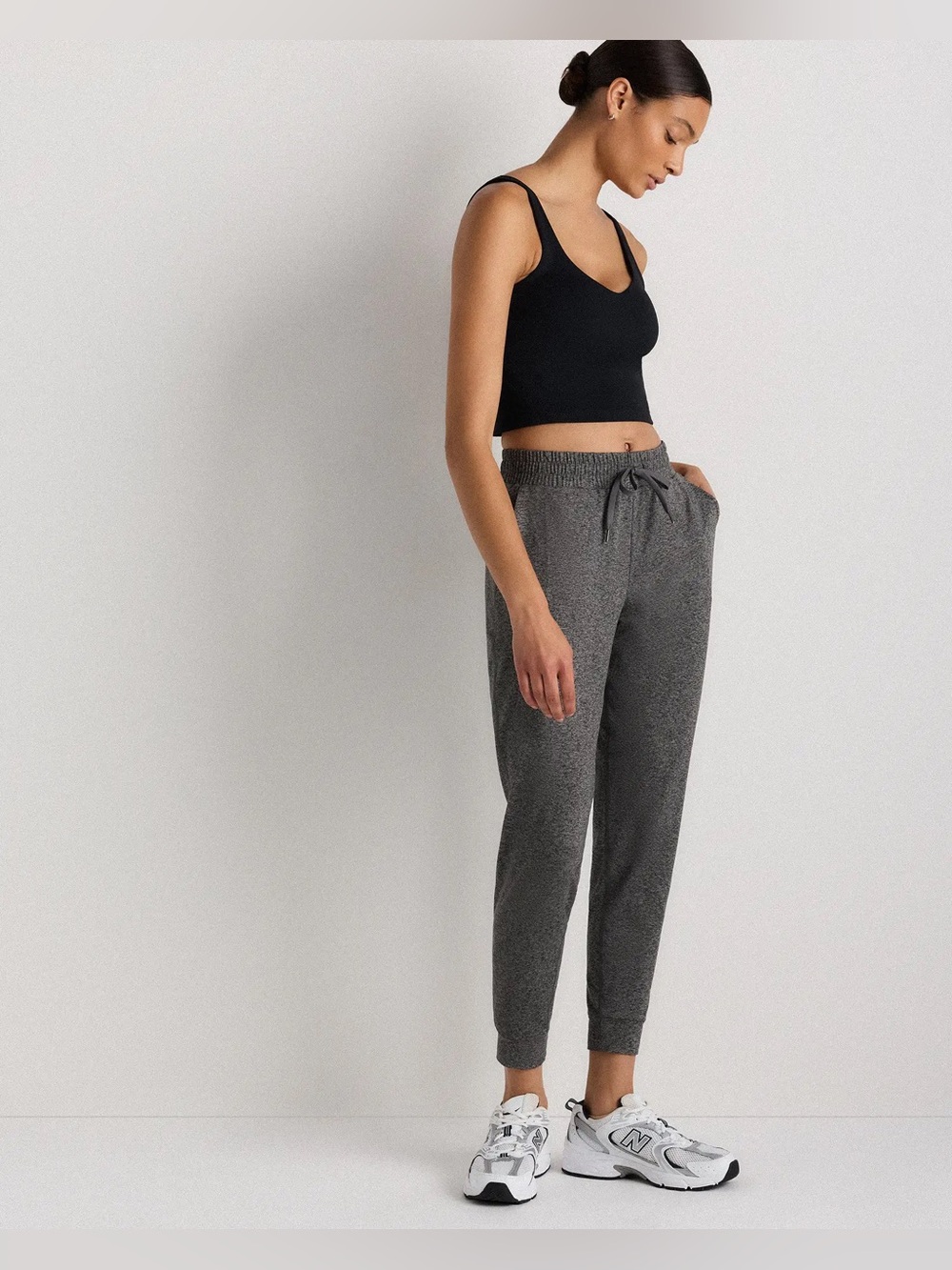Quince Flowknit Midrise Joggers in Heather Grey - Picture 4 of 11
